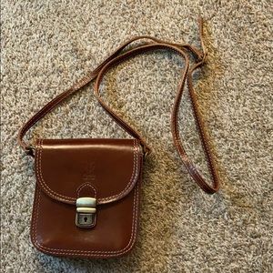Made in Italy leather flap over crossbody bag